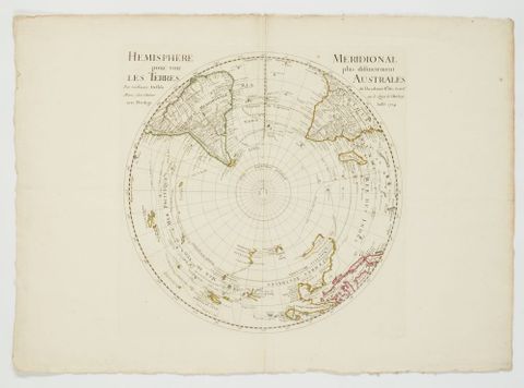 Hemisphere pour voir Les Terres/ Meridional plus distinctement Australes, 1714, France. De L'Isle, Guillaume. Te Papa