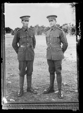 Copy of a portrait of two unidentified soldiers inscribed Johnson, 1914-1920, Wellington. Berry & Co. Purchased 1998 with New Zealand Lottery Grants Board funds. Te Papa