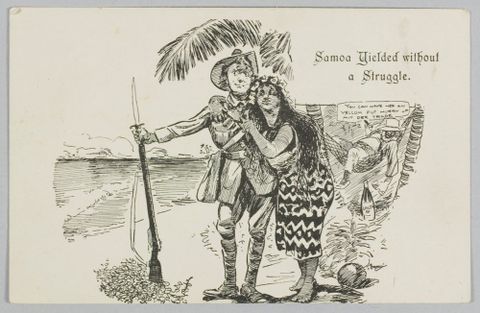 Postcard, ’Samoa Yielded without a Struggle.’, 1914, New Zealand. The New Zealand Observer, Blomfield, William. Purchased 2011. Te Papa