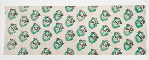 Fabric designed by May Smith, hand blocked by Helen Hitchings, about 1949. Te Papa